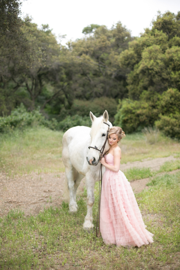 Fairytale secret garden wedding with vintage dress in pink layered tulle