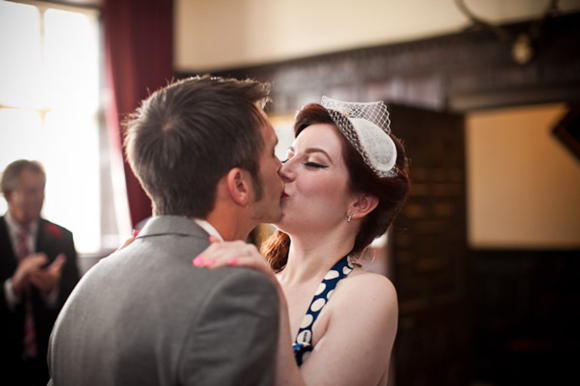 Polka Dot Blue Wedding Dress and a 1948 Baby Blue Buick...