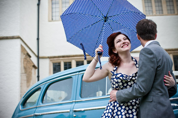 Polka Dot Blue Wedding Dress and a 1948 Baby Blue Buick...