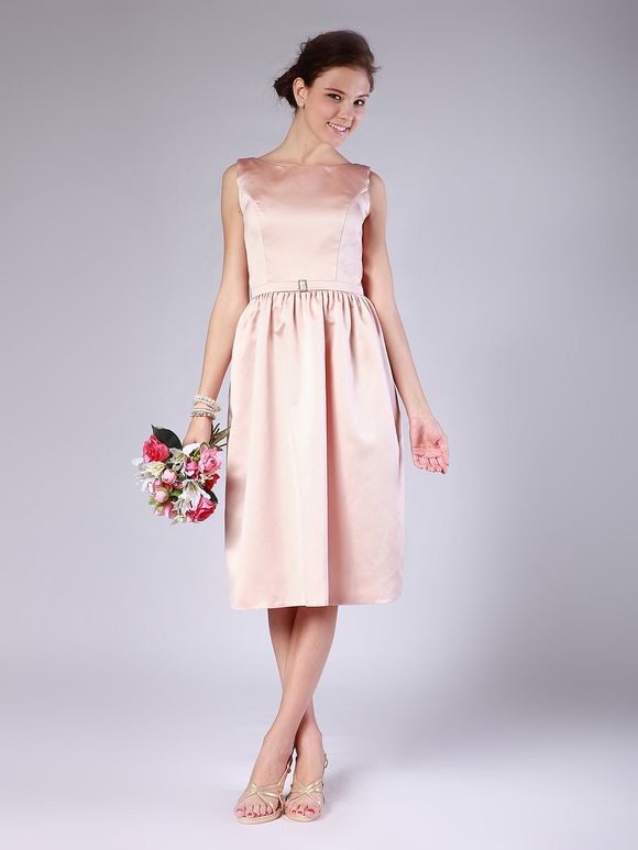 For Her And For Him satin pink 1950s bridesmaids dresses