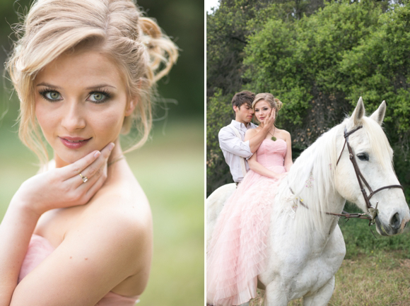 Fairytale secret garden wedding with vintage dress in pink layered tulle