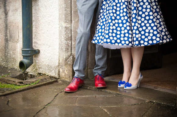 Polka Dot Blue Wedding Dress and a 1948 Baby Blue Buick...