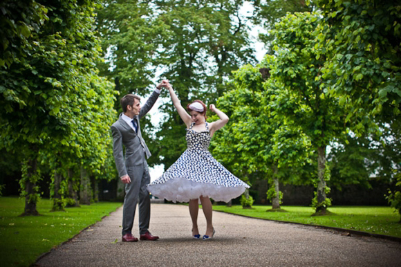 Polka Dot Blue Wedding Dress and a 1948 Baby Blue Buick...