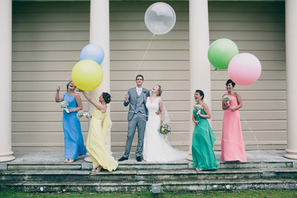 Bride with balloons, colourful wedding balloons