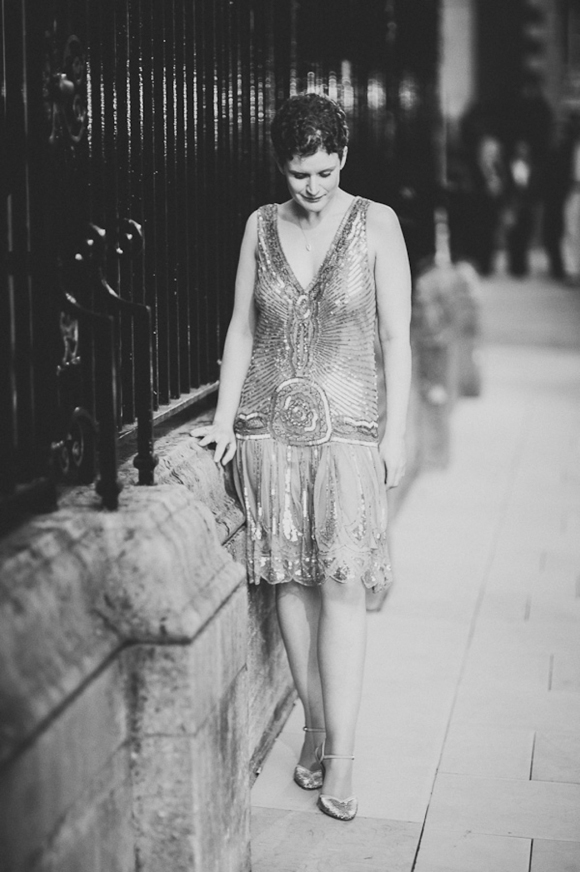 1920s style beaded flapper wedding dress