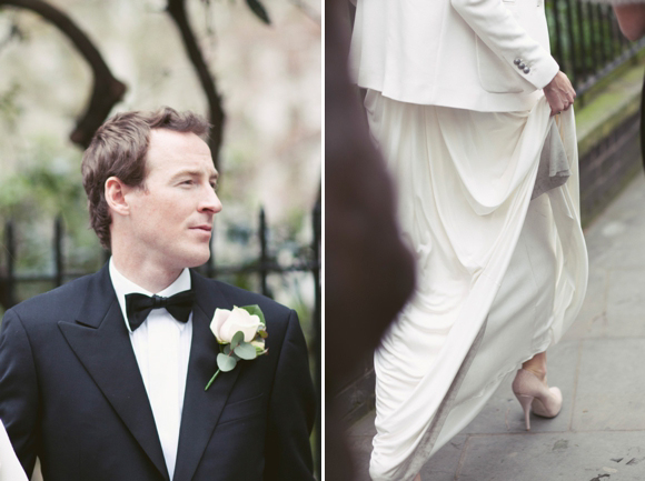 David Fielden wedding dress and The Kooples blazer