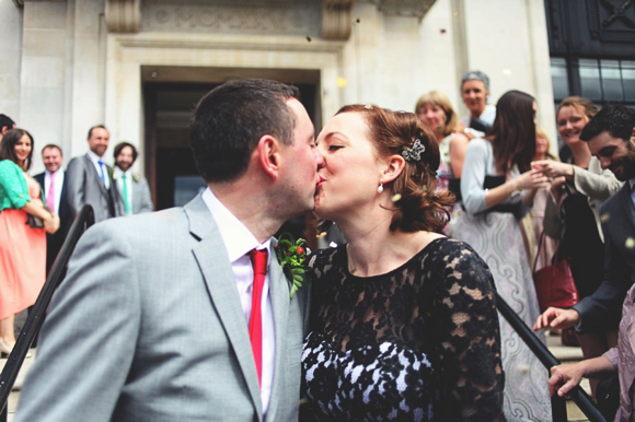 Black lace wedding dress, Islington London wedding, Hoxton Hotel