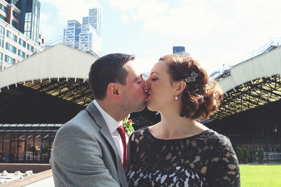 Black lace wedding dress, Islington London wedding, Hoxton Hotel