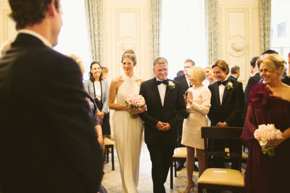 David Fielden wedding dress and The Kooples blazer