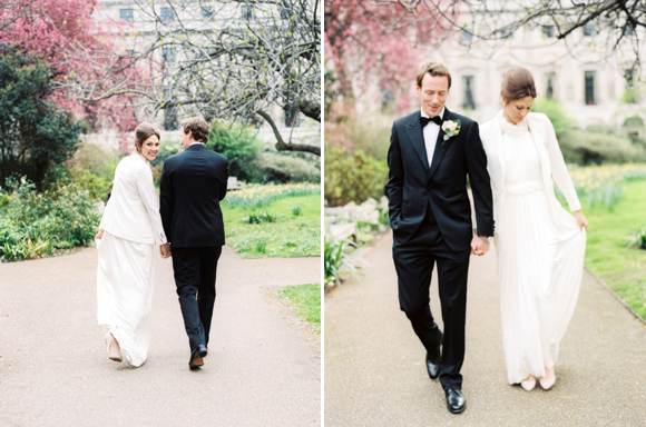 David Fielden wedding dress and The Kooples blazer
