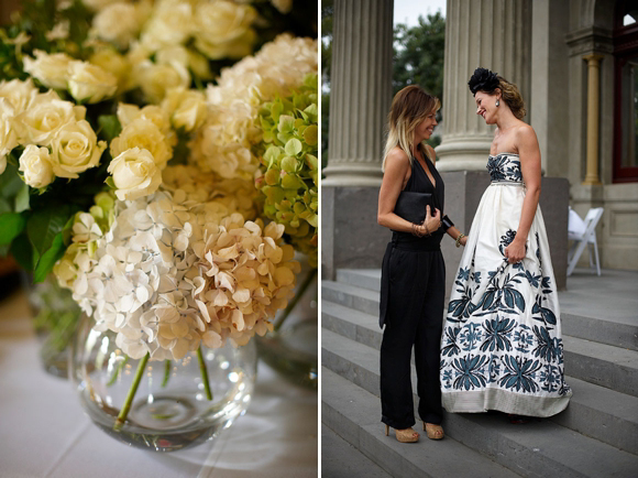 A black and white Collette Dinnigan wedding dress