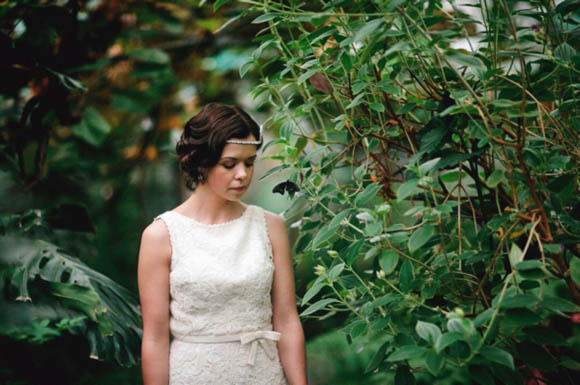 A Backless Wedding Dress and Flapper Style Headpiece for a 1920s Inspired Bride...
