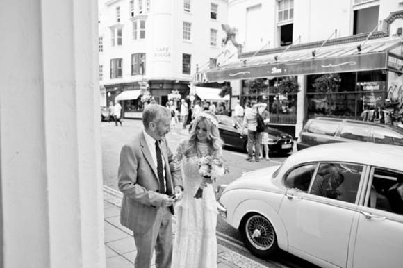 Edwardian wedding dress, 1960s mod inspired wedding, Brighton