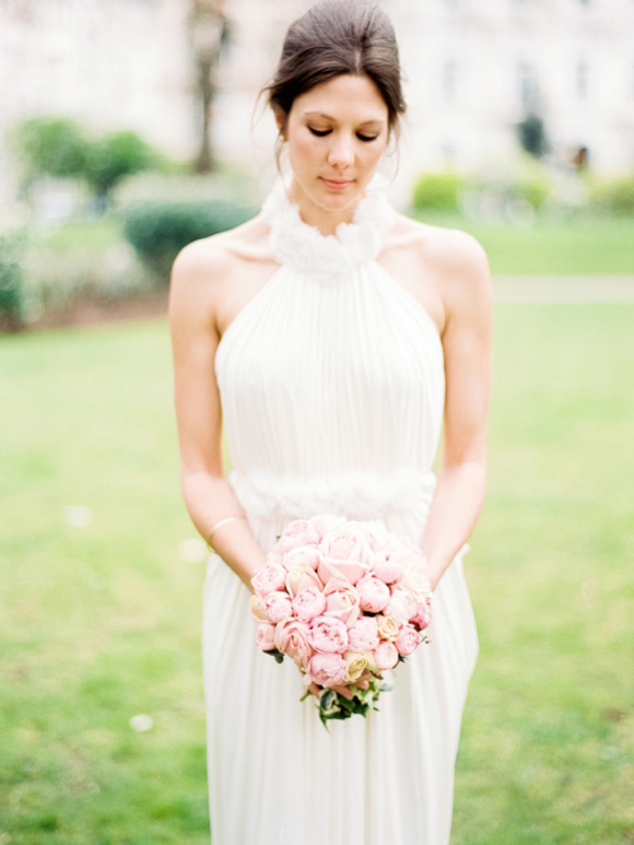 David Fielden wedding dress and The Kooples blazer