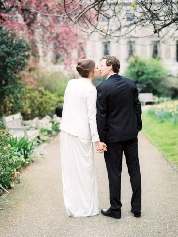 David Fielden wedding dress and The Kooples blazer