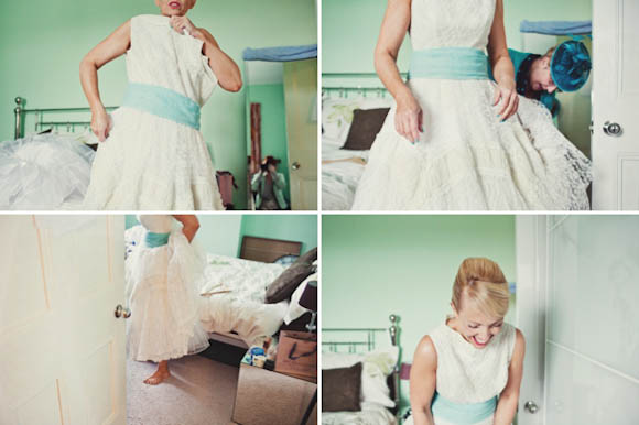 Cinema Wedding, Tiffany Blue, 1950s wedding dress