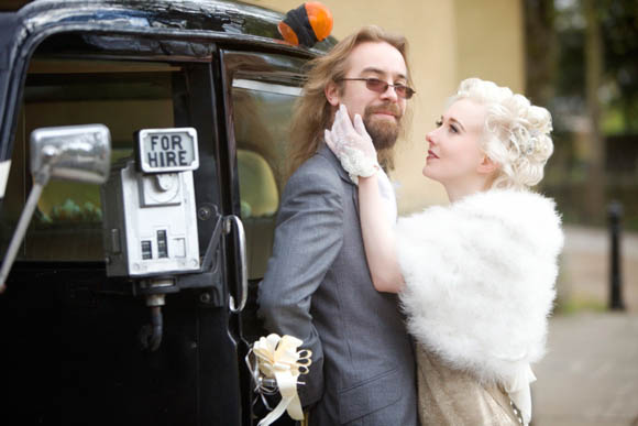 1930s inspired wedding dress, sci-fi b movie wedding