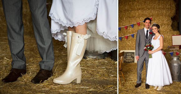 1950s Farm Wedding, polka dot bridesmaids dresses