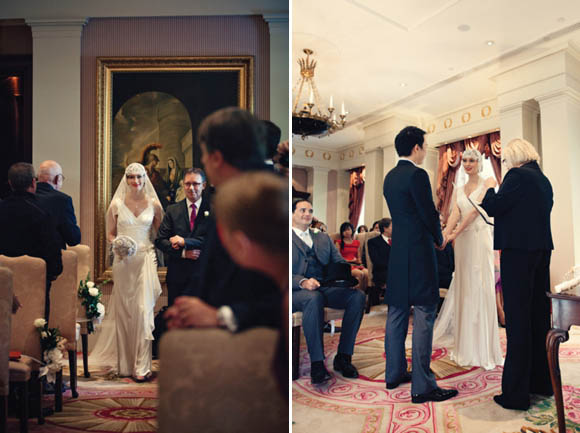 1920s and 1930s vintage wedding, Lansborough Hotel, Ugo Zaldi wedding dress