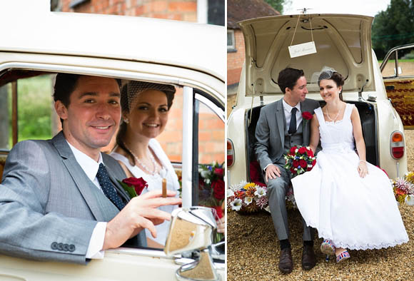 1950s Farm Wedding, polka dot bridesmaids dresses