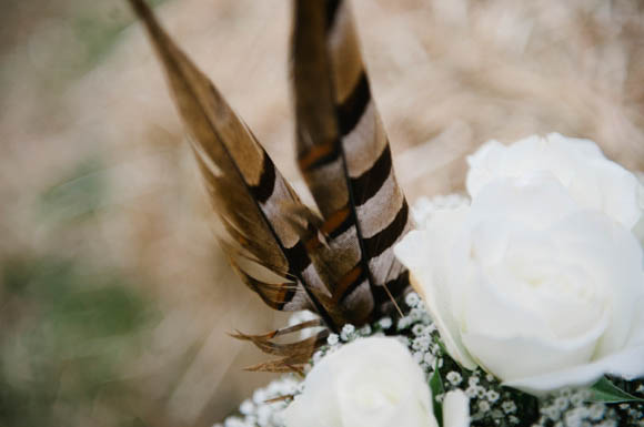 feather flower crown, humanist wedding