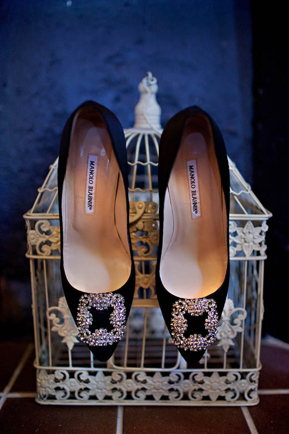 Candy Anthony wedding dress, black petticoat, Manolo Blahnik wedding shoes