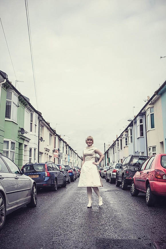 1960s Jackie O inspired wedding dress by Joanne Fleming Design Brighton