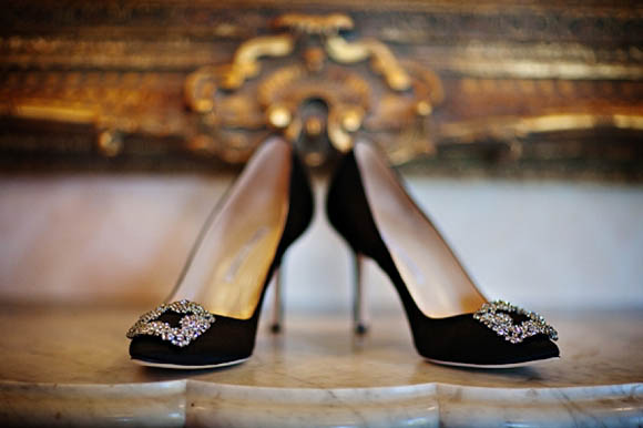Candy Anthony wedding dress, black petticoat, Manolo Blahnik wedding shoes