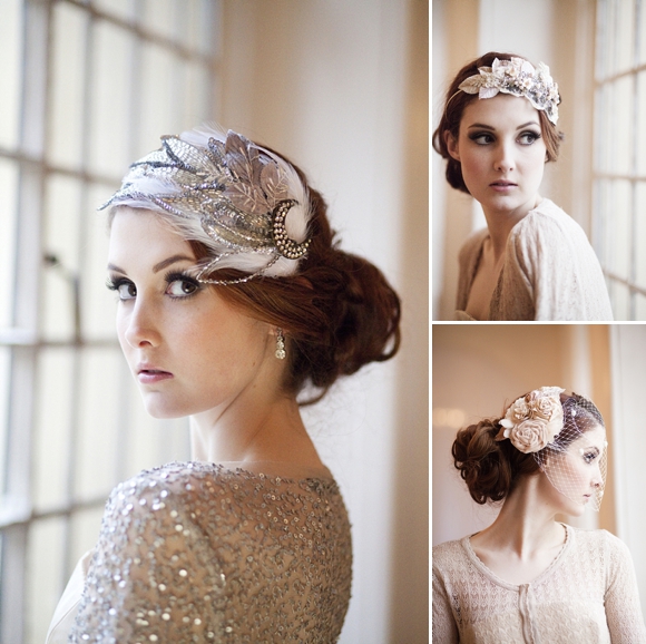 Millesime Jazz Age Sparkle and Feather Bridal Cap-3