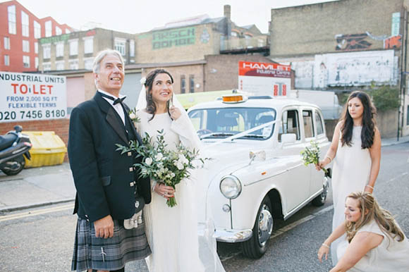 Emma Case East London vintage wedding with long sleeve velvet wedding dress