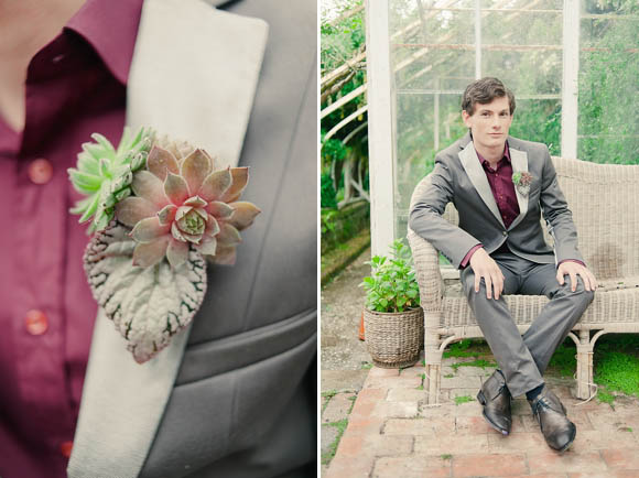 Succulents moss and gold leaf wedding inspiration