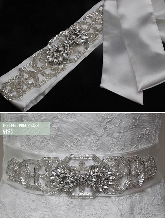Sparkly vintage inspired wedding hairbands cuffs sashes and accessories by Flo & Percy