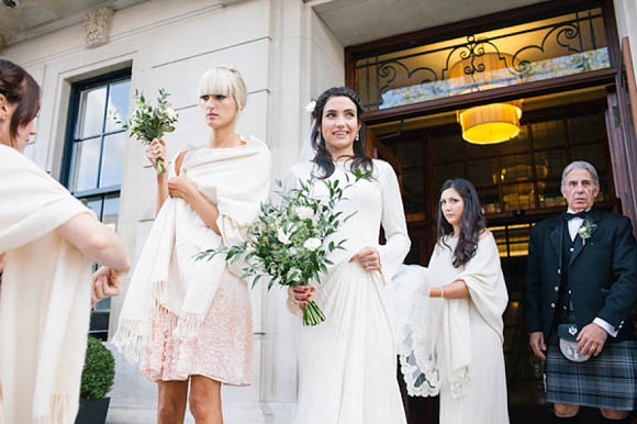 Emma Case East London vintage wedding with long sleeve velvet wedding dress