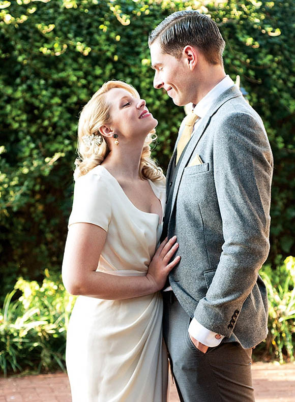 A BHLDN Wedding Gown for a Howard Hughs Aviator Vintage Inspired Wedding