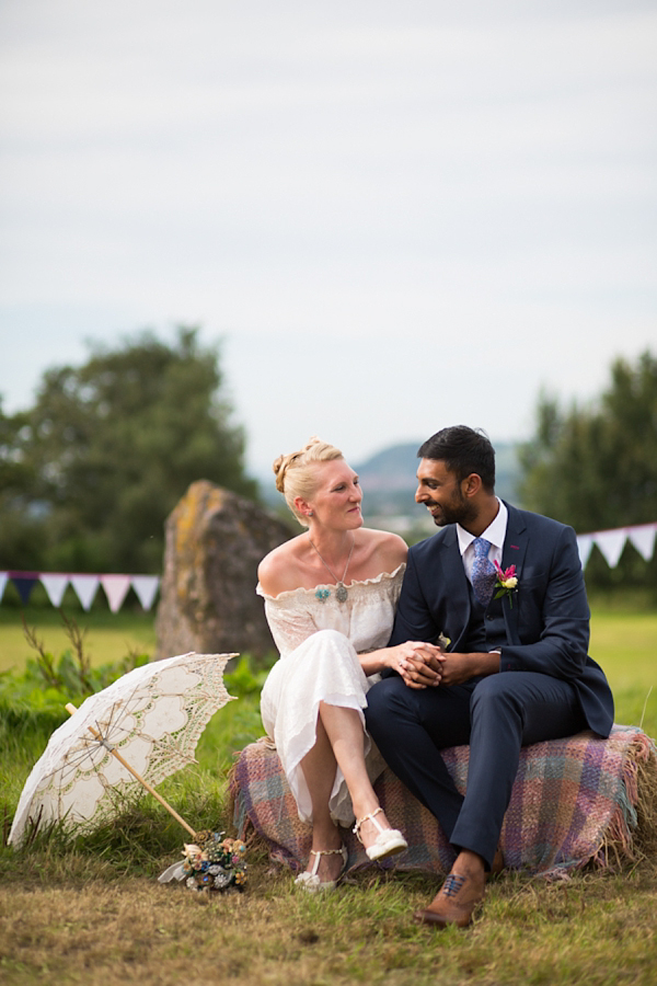 Eco friendly wedding dress by Minna Designs for an outdoor Somerset field and tents wedding