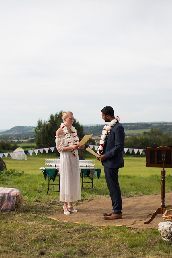 Eco friendly wedding dress by Minna Designs for an outdoor Somerset field and tents wedding