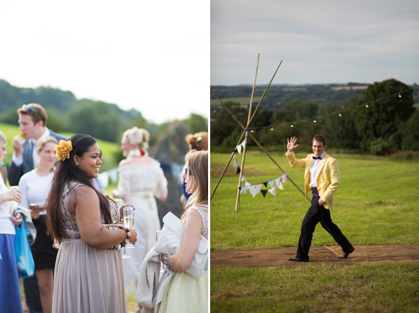 Eco friendly wedding dress by Minna Designs for an outdoor Somerset field and tents wedding