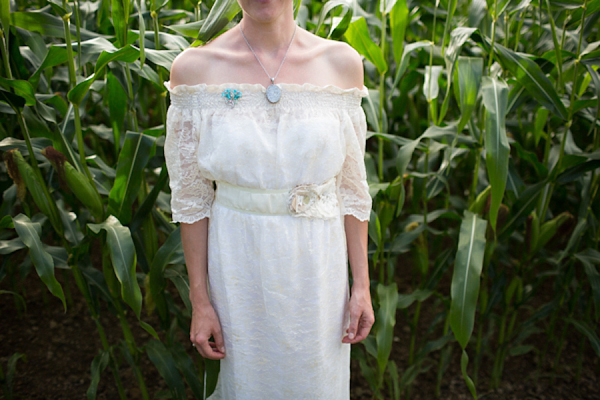 Eco friendly wedding dress by Minna Designs for an outdoor Somerset field and tents wedding