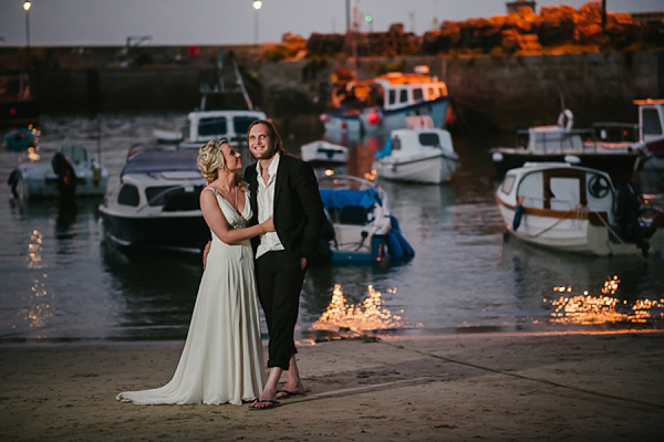 Bare foot bride by the beach