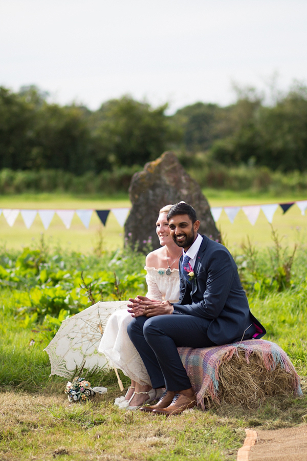 Eco friendly wedding dress by Minna Designs for an outdoor Somerset field and tents wedding