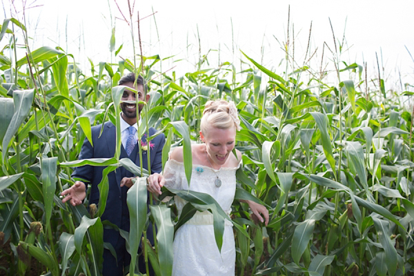 Eco friendly wedding dress by Minna Designs for an outdoor Somerset field and tents wedding