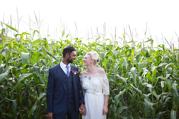 Eco friendly wedding dress by Minna Designs for an outdoor Somerset field and tents wedding