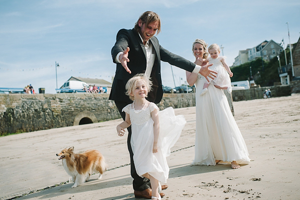 Bare foot bride by the beach