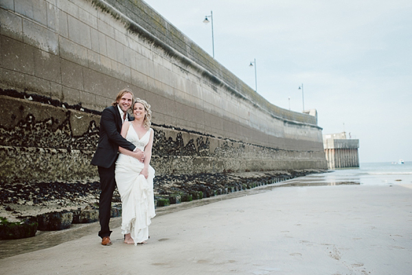 Bare foot bride by the beach