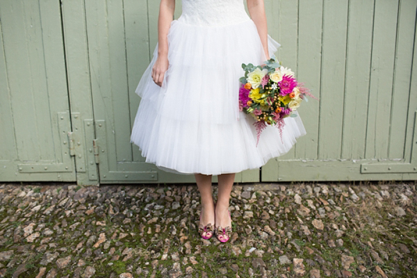 A tiered 1950s Elizabeth Avey vintage wedding dress for a River Cottage Wedding