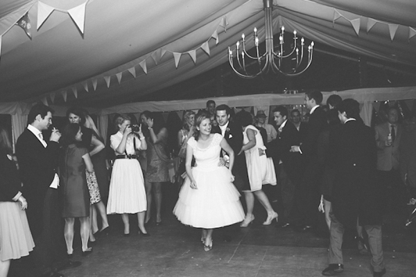 A tiered 1950s Elizabeth Avey vintage wedding dress for a River Cottage Wedding