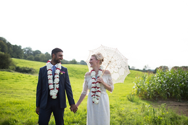 Eco friendly wedding dress by Minna Designs for an outdoor Somerset field and tents wedding