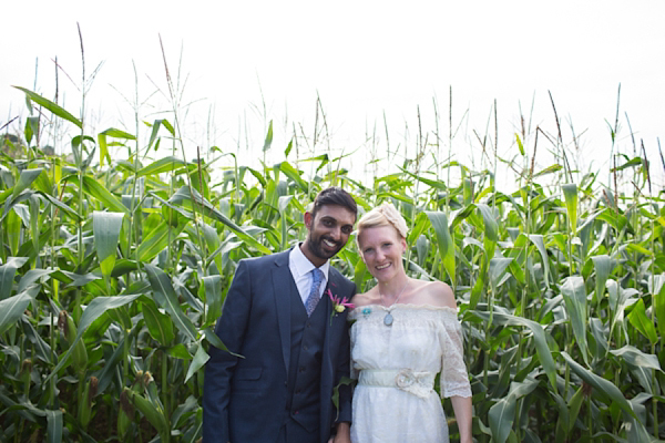 Eco friendly wedding dress by Minna Designs for an outdoor Somerset field and tents wedding