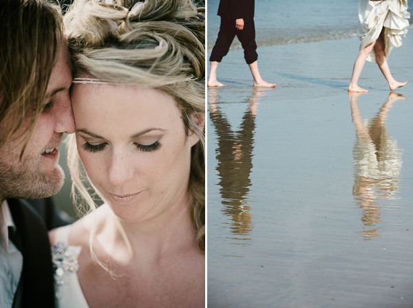 Bare foot bride by the beach