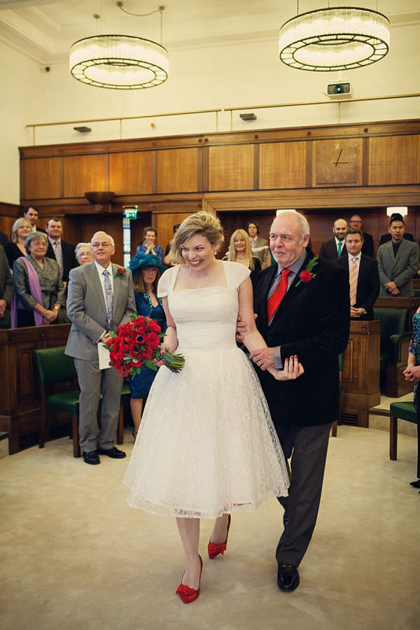 Bride with red on sale shoes